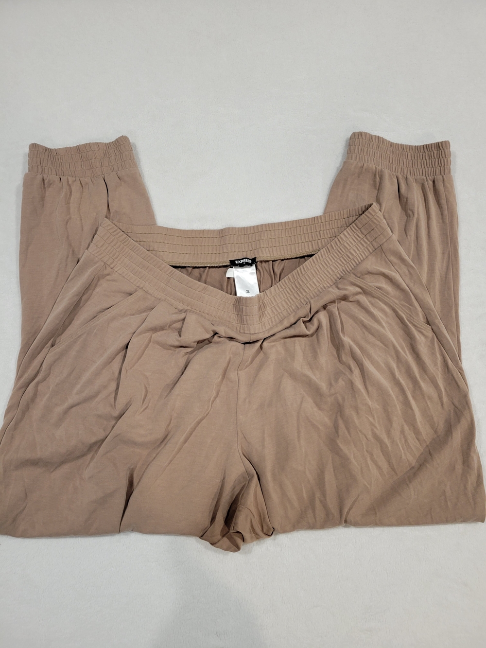 Express Elastic Waist Pull-On Pants - Taupe